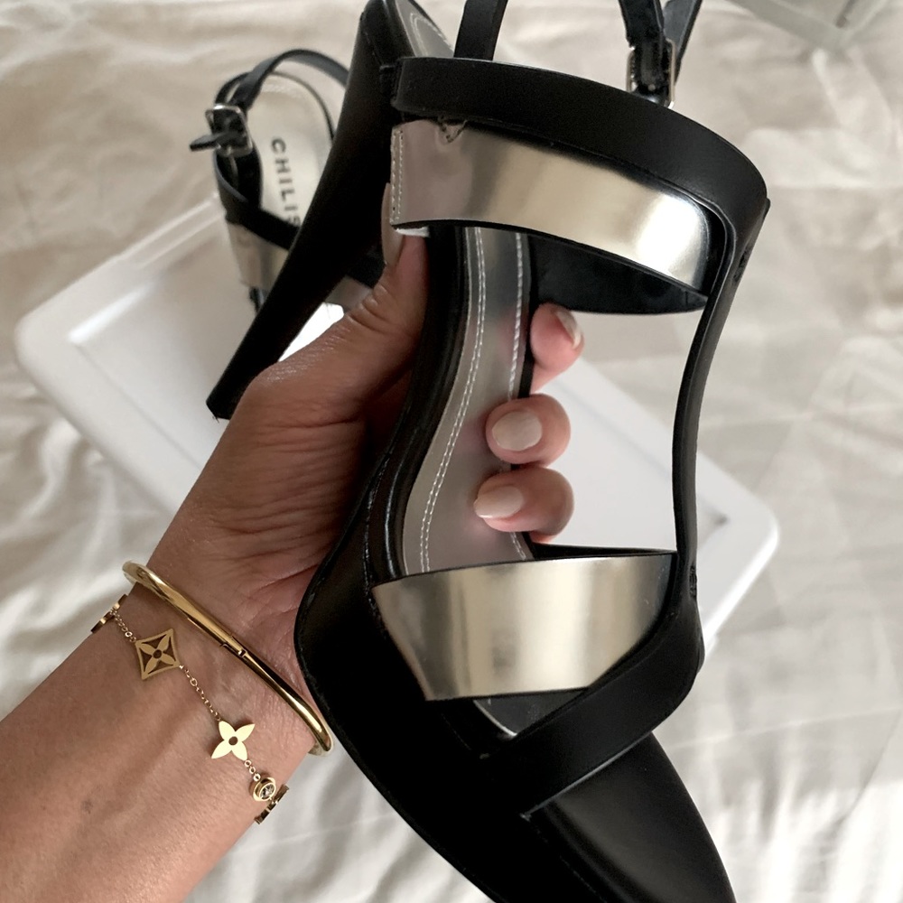 Silver and Black Heels